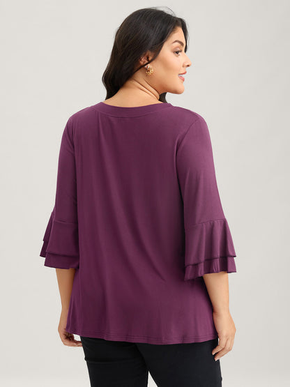 Supersoft Essentials Ruffle Layered Sleeve Pleated T-shirt