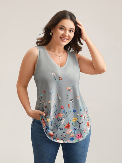 Blooming Flowers Print Stretchy Vest