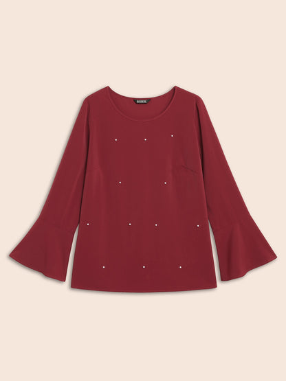 Beaded Embellished Bell Sleeves Blouse