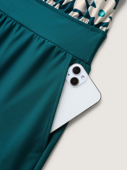 Floral Print Contrast One-Piece Swimsuit