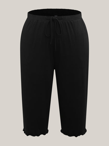 Supersoft Scalloped Hem Straight-Fit Lounge Bottoms