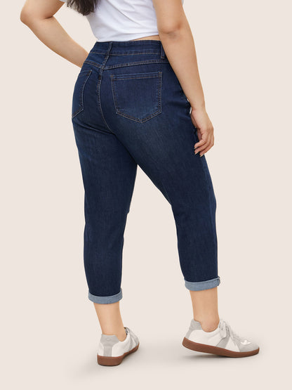 Very Stretchy High Rise Dark Wash Cropped Jeans