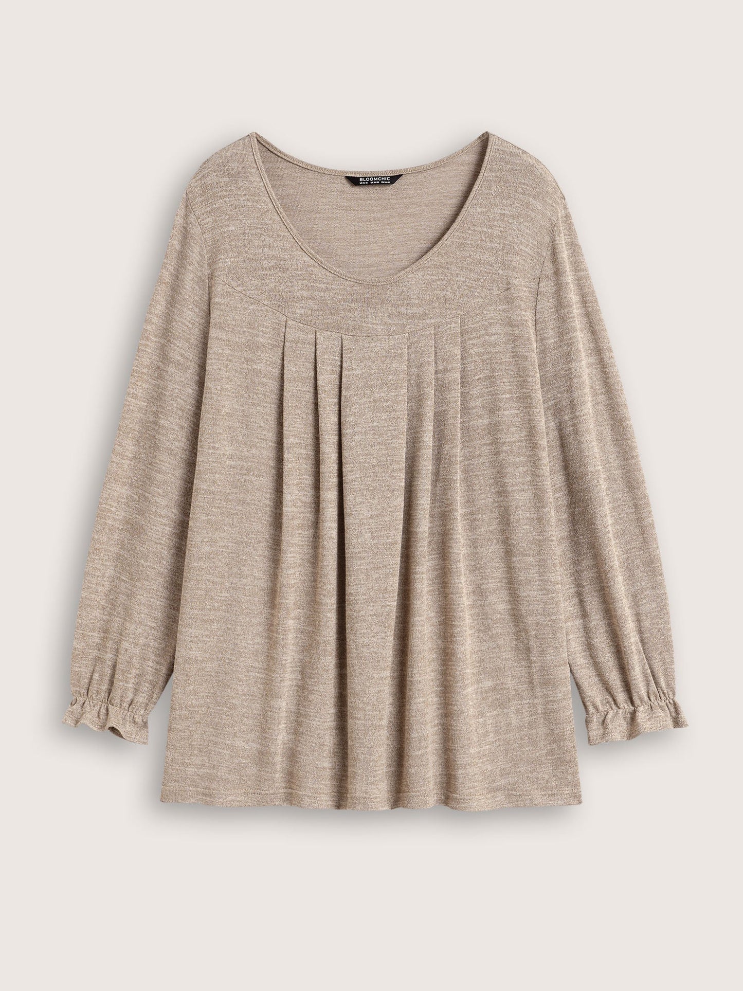 Round Neck Heather Pleated T-shirt