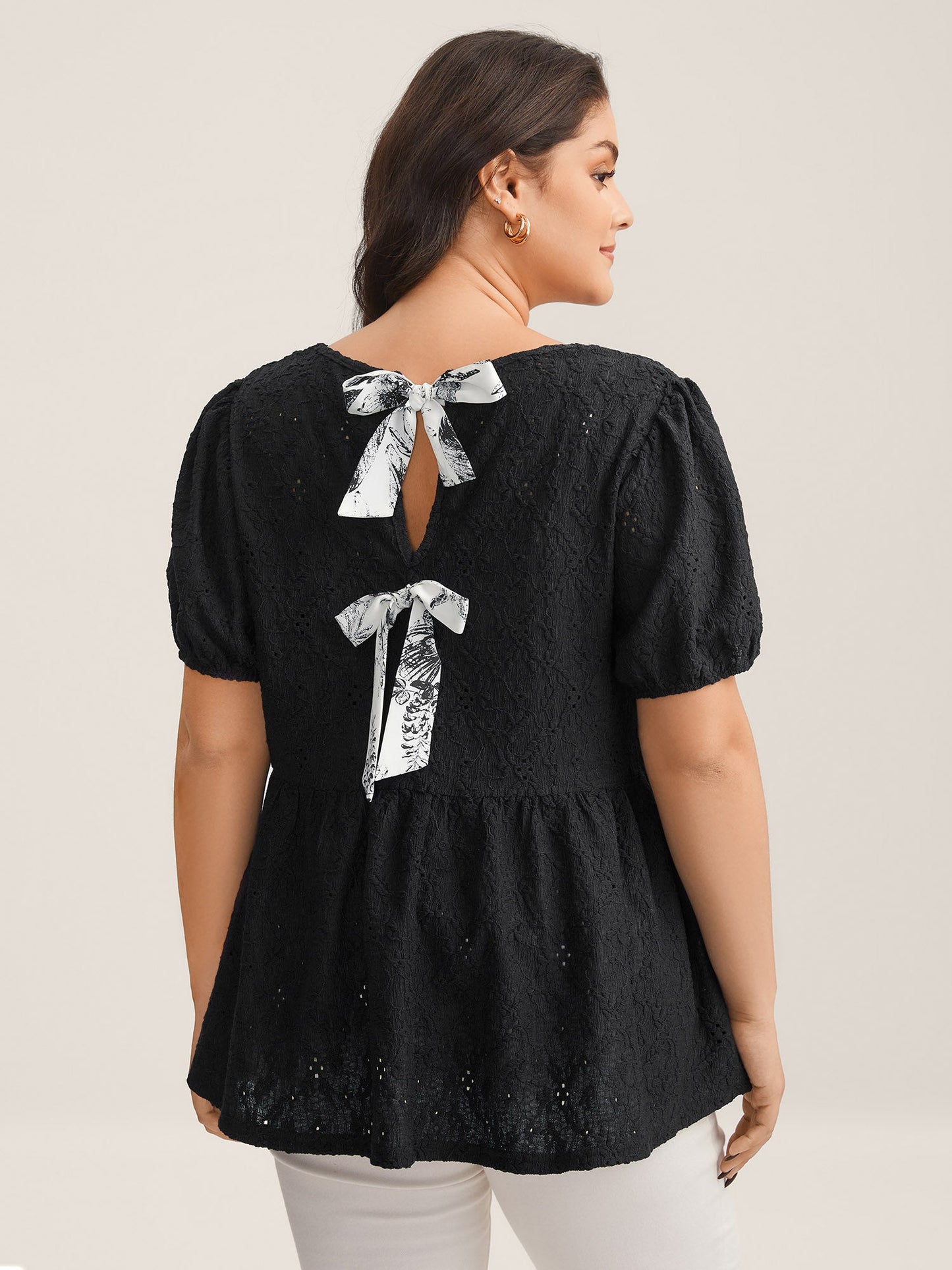 Back Bow Tie Textured Top
