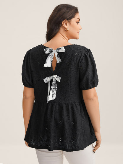 Back Bow Tie Textured Top