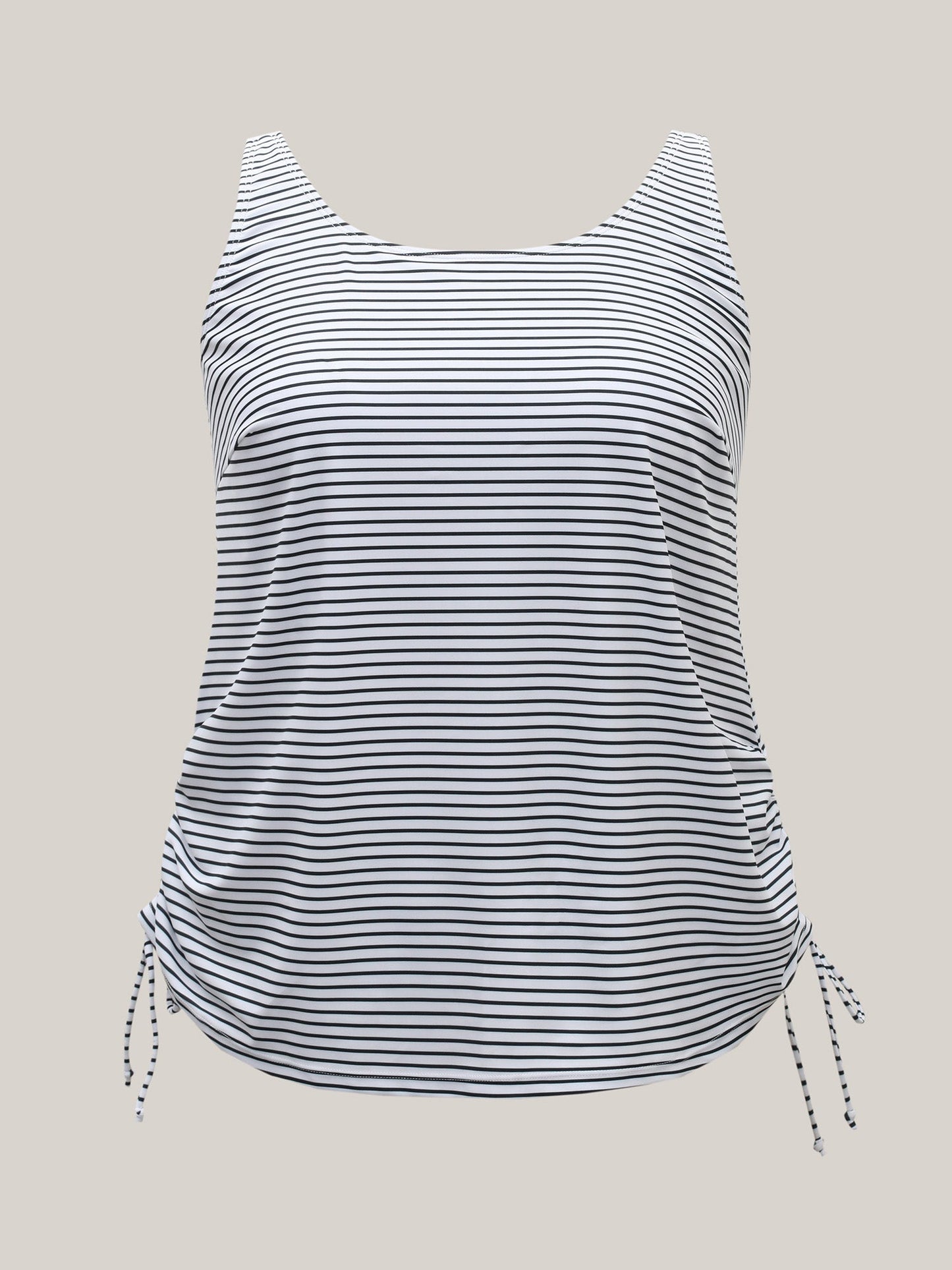 Striped Non-Removable Cups Swim Top