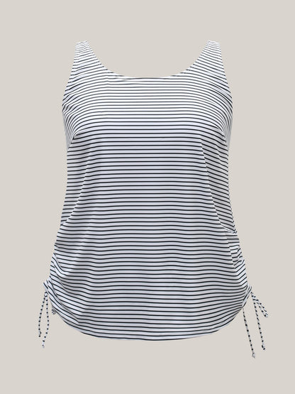 Striped Non-Removable Cups Swim Top