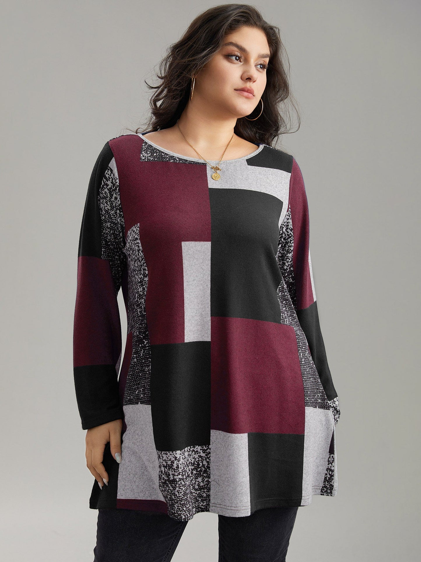 Colorblock Contrast Round Neck T-shirt