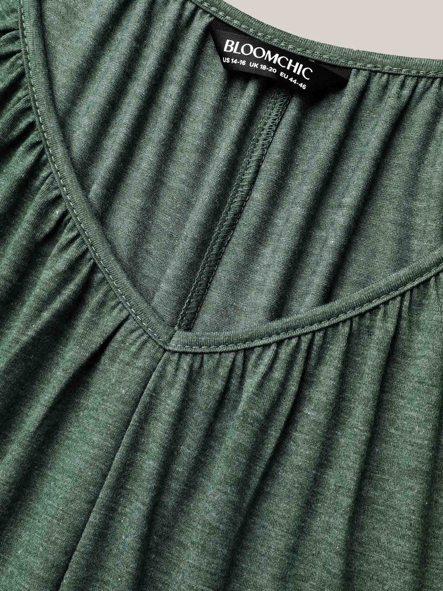 Pleated Plain Half-Sleeve Knit Top