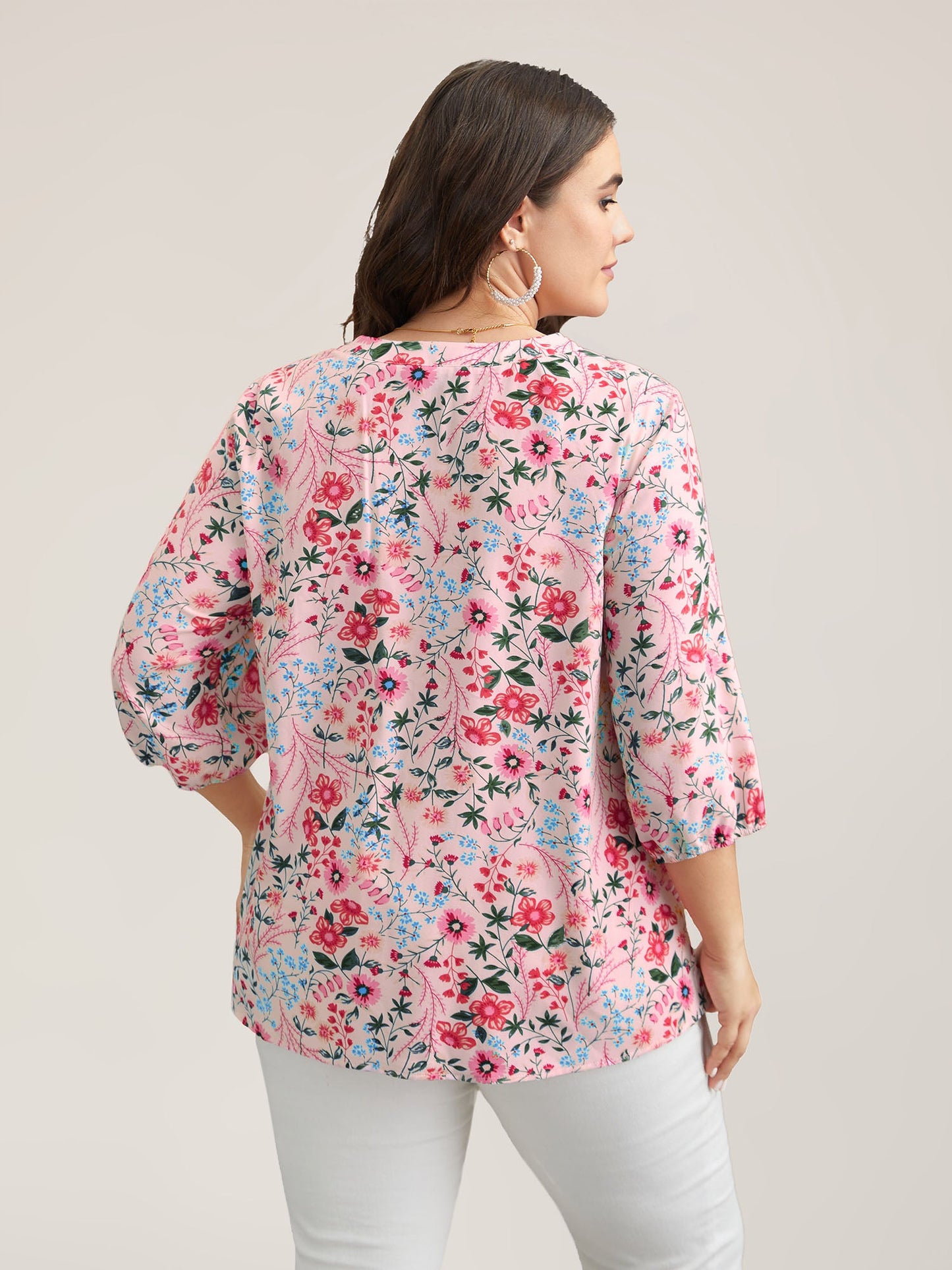 Floral Print Notched Collar Shirt