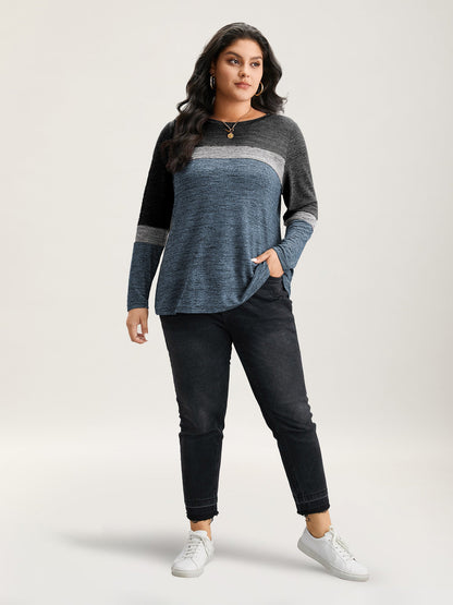 Heather Colorblock Contrast Crew Neck T-shirt