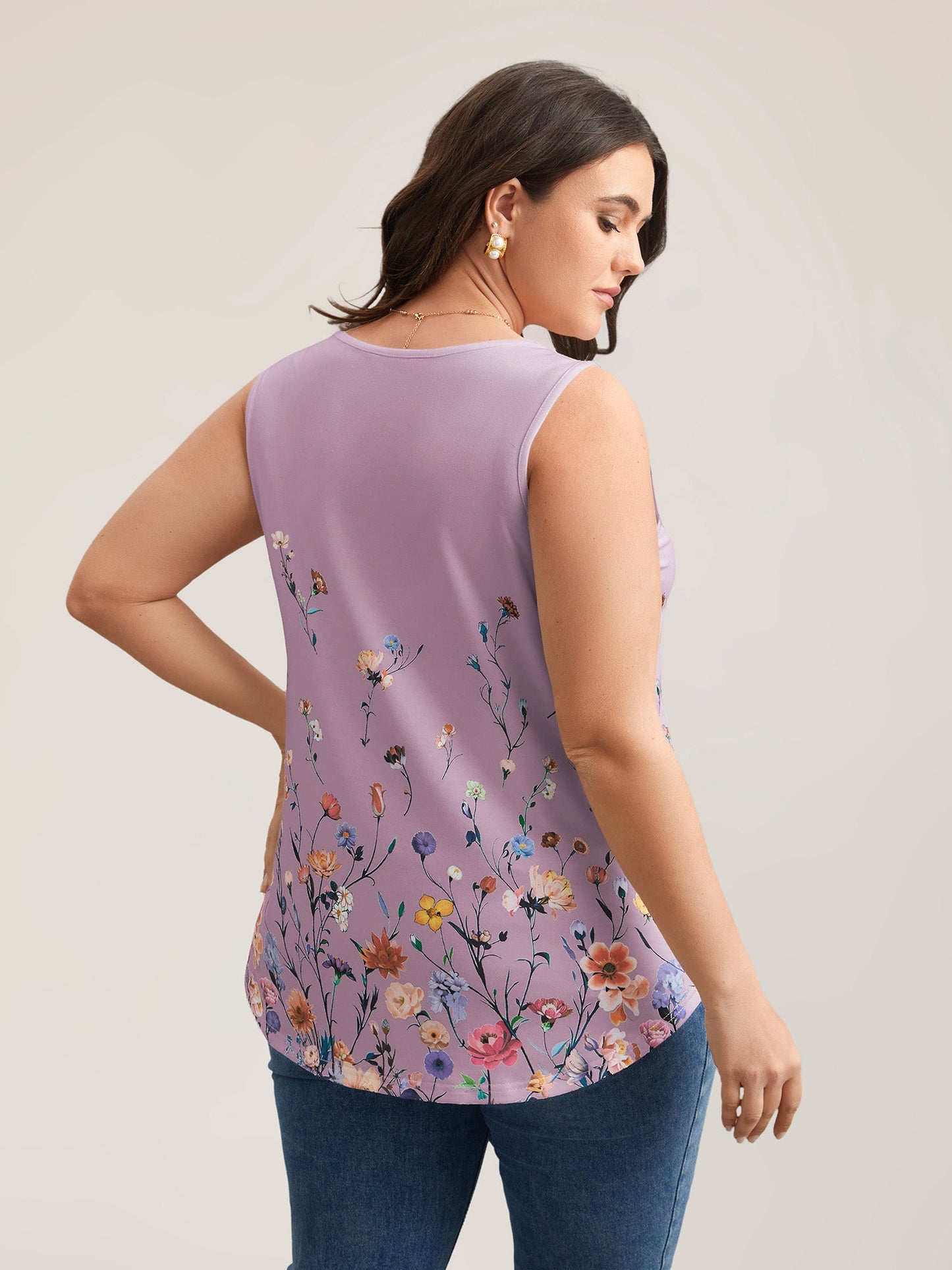 Blooming Flowers Print Stretchy Vest