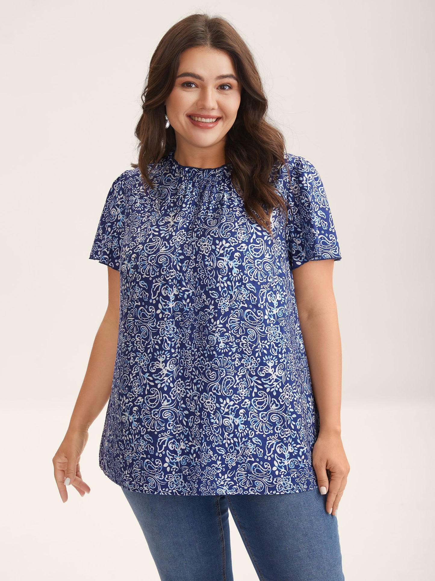 In Full Bloom Mock Neck Shirt