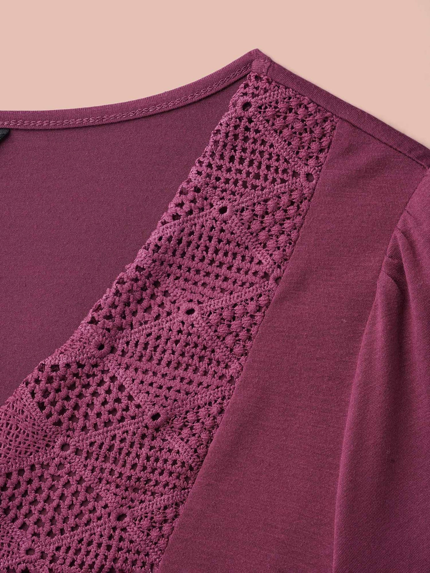 Lace-Up Tassels Patchwork Plain Top