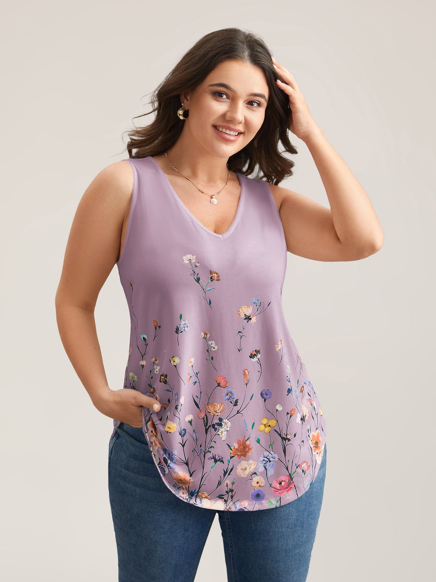 Blooming Flowers Print Stretchy Vest