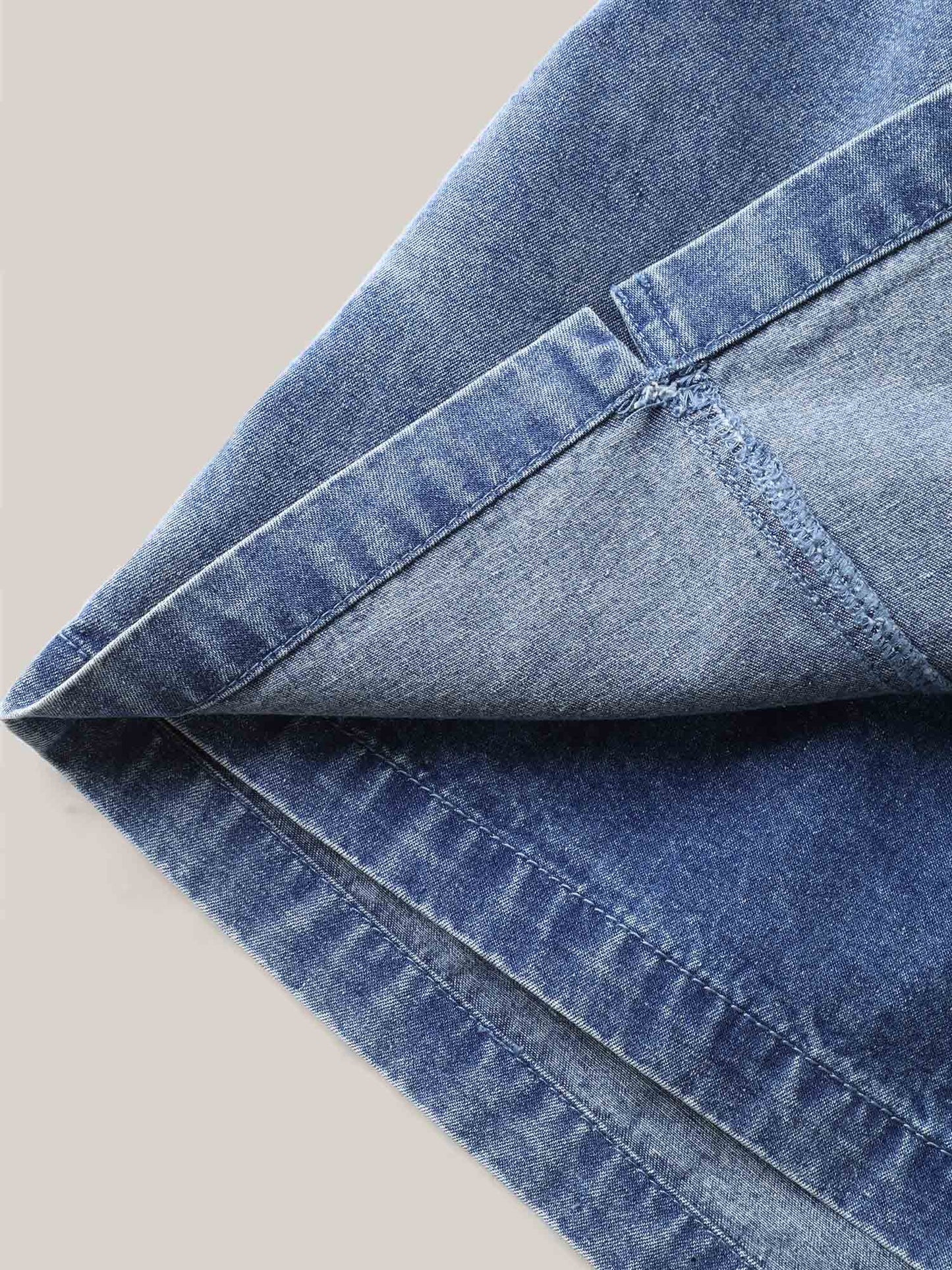 Pull-On Drawstring Denim Skort