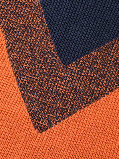 Textured Balloon Sleeves Color Block Pullover