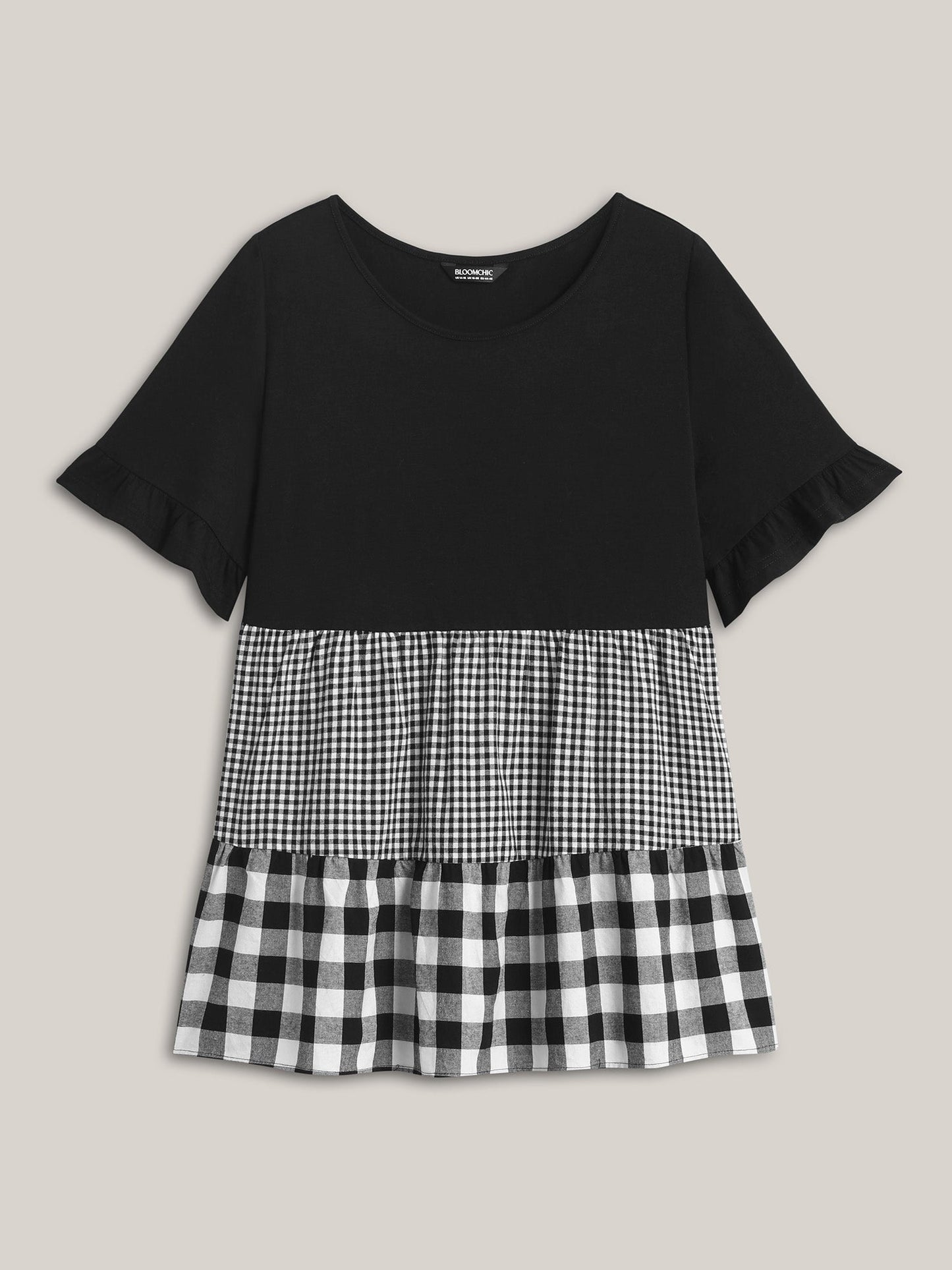 Mixed Print Round Neck Doll T-Shirt