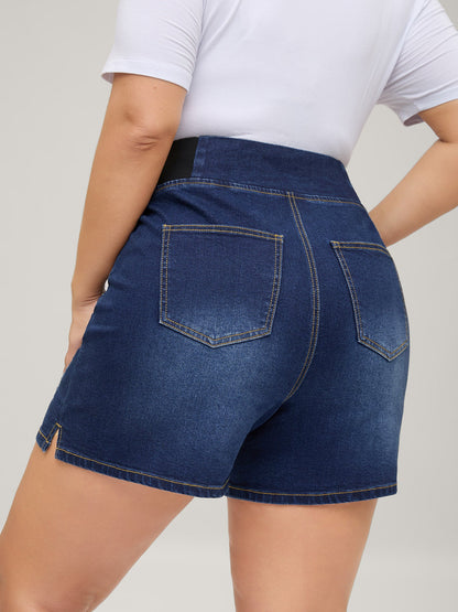 Pull-On Stretchy Waist Denim Shorts