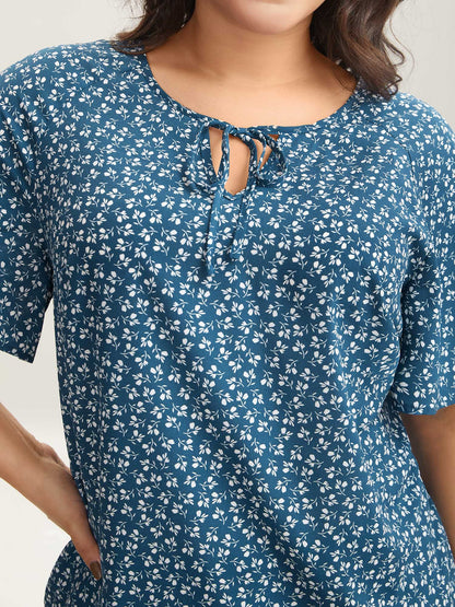 Ditsy Floral Print Half Sleeve Shirt