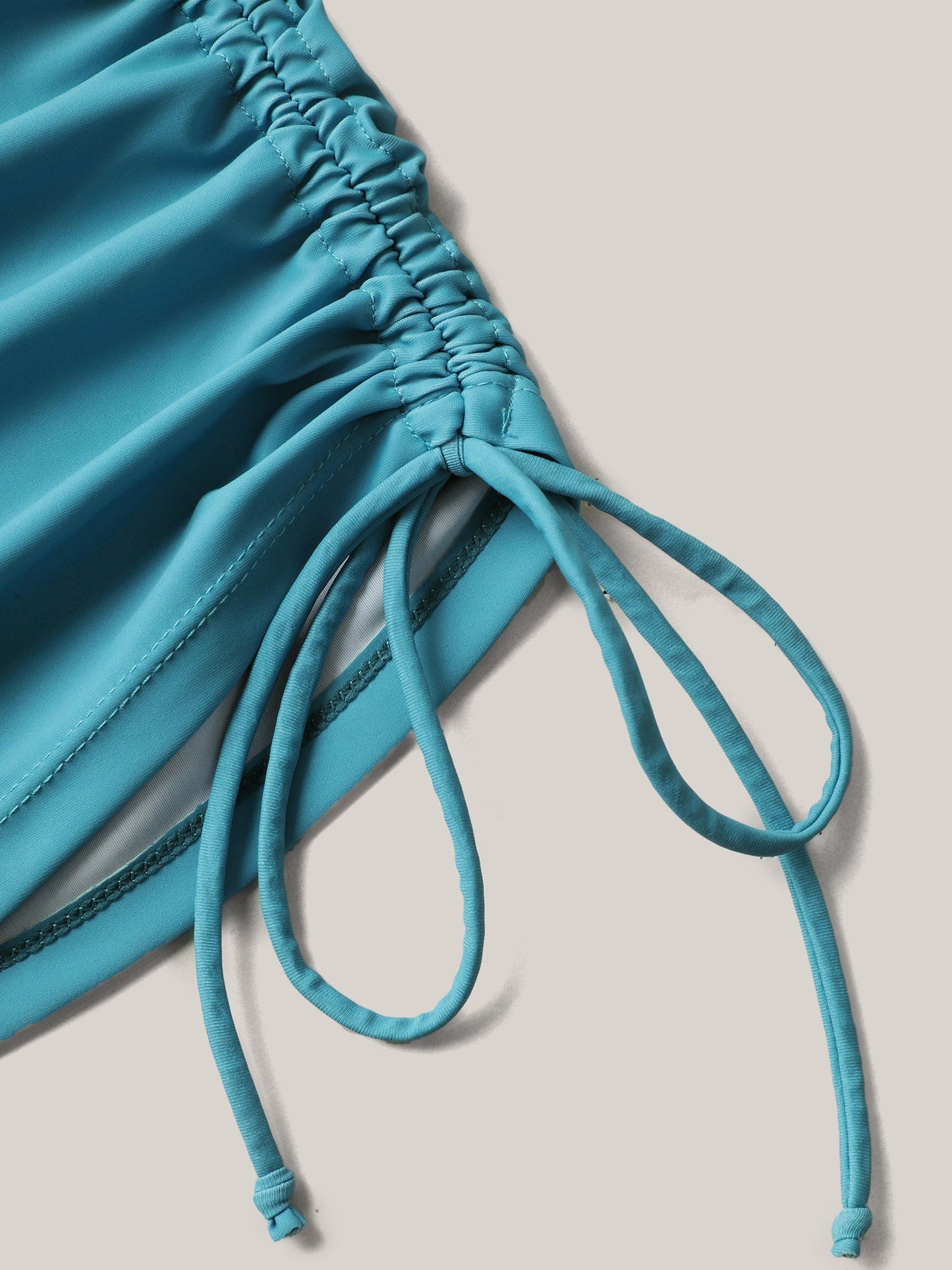 Island Print Drawstring Adjustable Swim Top