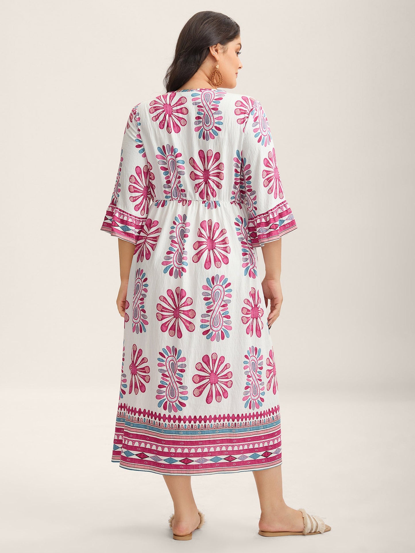 Boho Drama Sheer A-Line Midi Dress