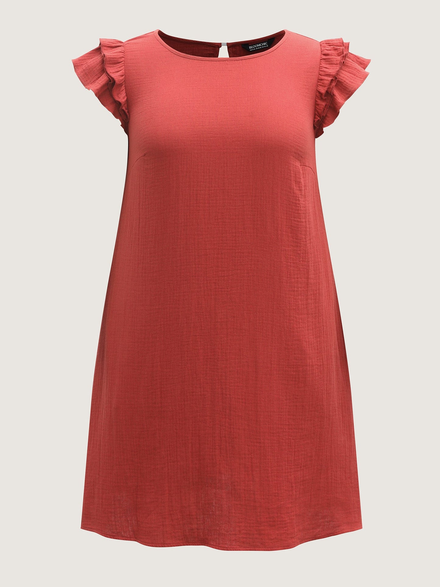 Pure Cotton Textured Ruffled Midi Dress