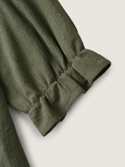 Broderie Anglaise Tie Knot Lantern Sleeve Blouse