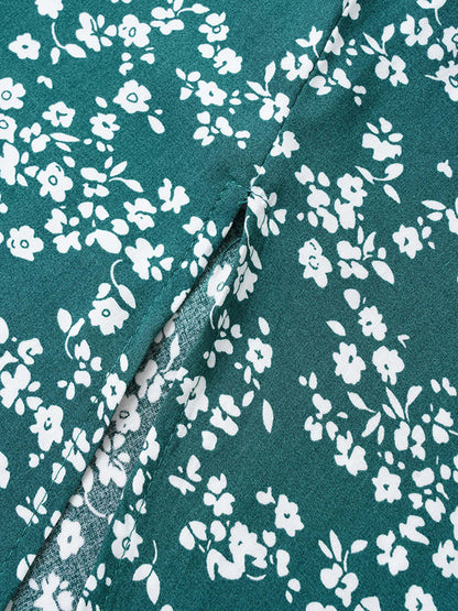 Bloom Dress - Flutter Sleeve Ditsy Floral Pocket Split Maxi Dress