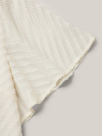 Textured Sheer Ruffled Sleeve Blouse