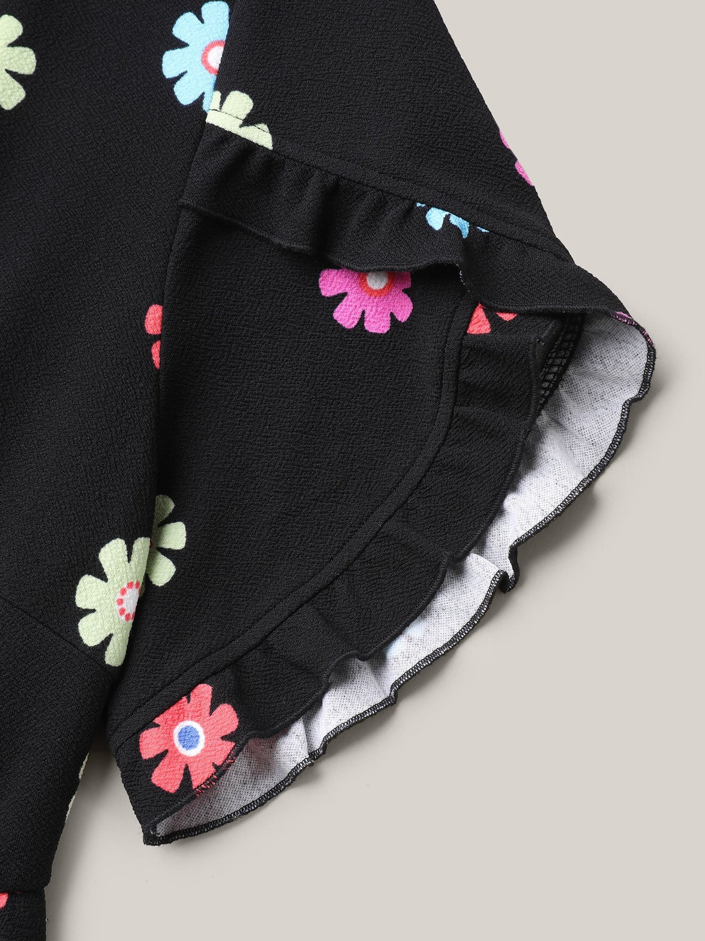 Stretchy-Waist Floral Print Pockets Midi Dress