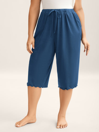 Supersoft Scalloped Hem Straight-Fit Lounge Bottoms