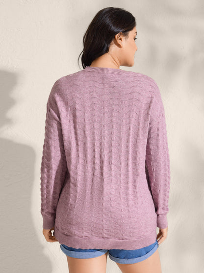 Supersoft Textured Round Neck Cut-Out Pullover