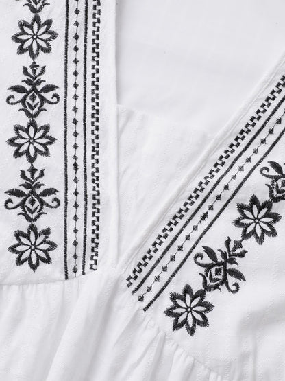 Pure Cotton Jacquard Embroidered Tank Top