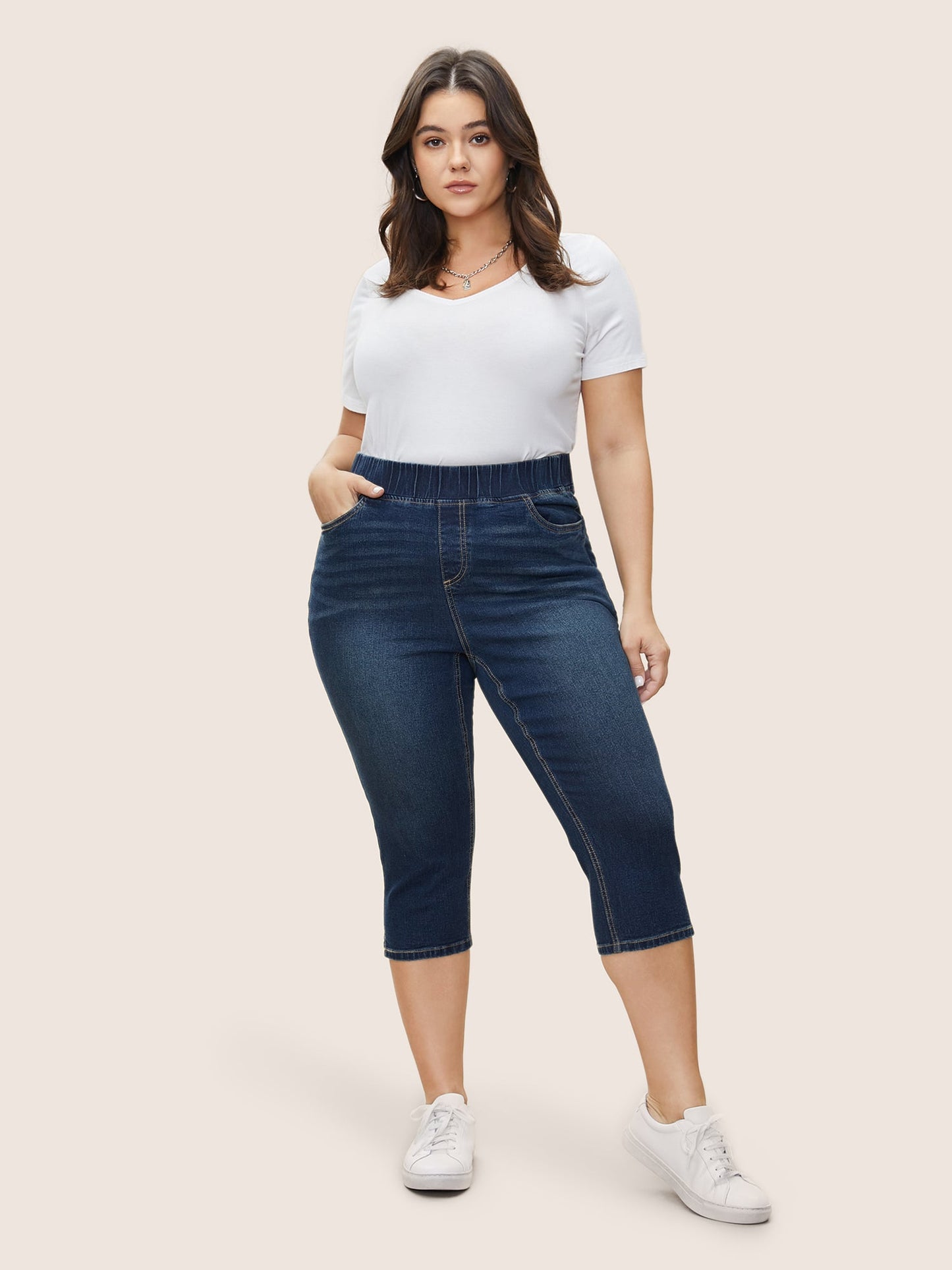 Split Side Elastic Waist Pull-On Jegging Jeans