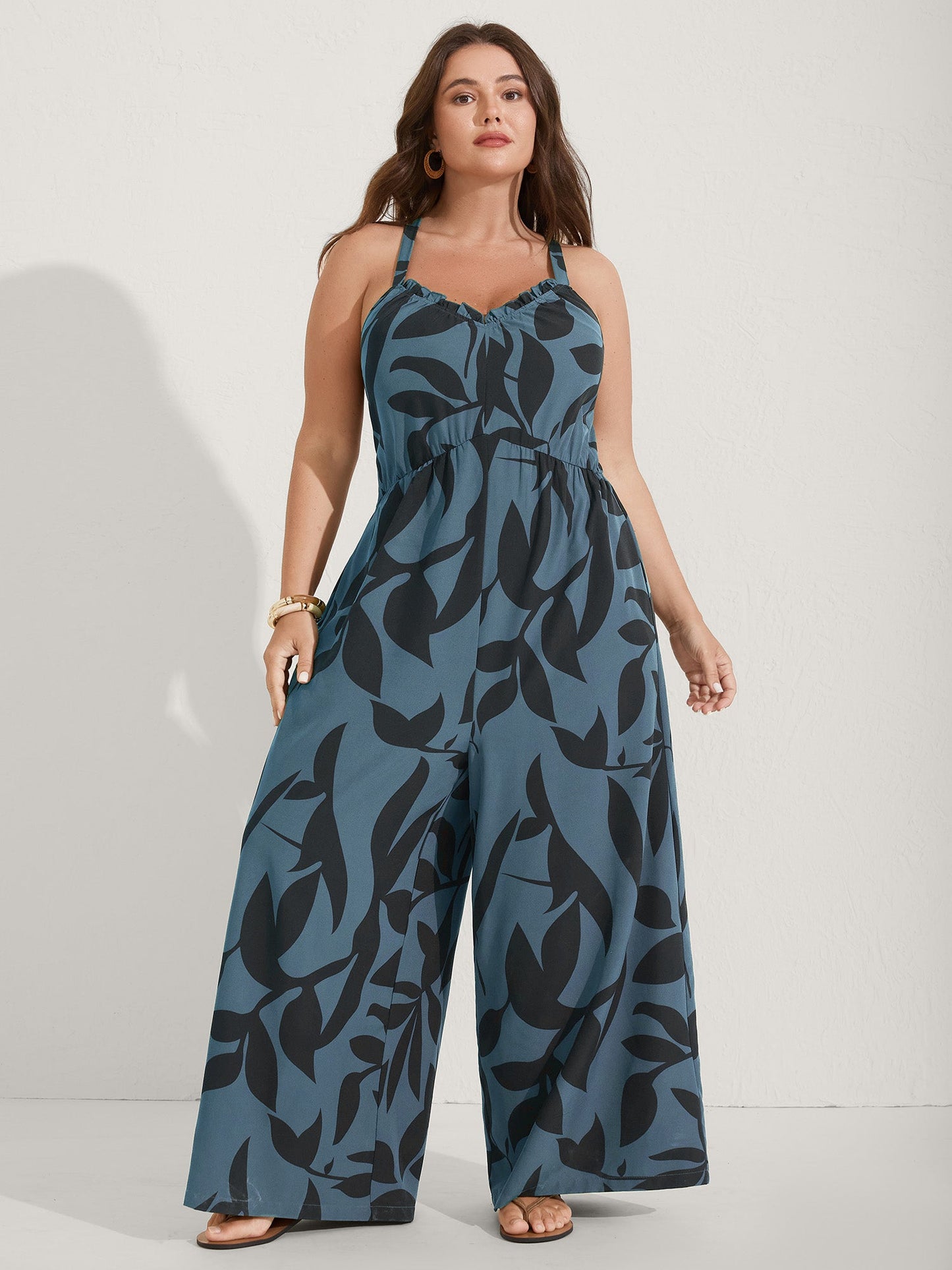 Silhouette Floral Print Sweetheart Jumpsuit