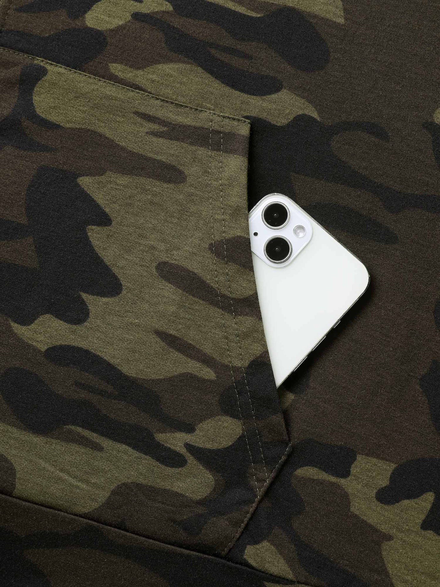 Camouflage Print Stretchy Zipper Hoodie