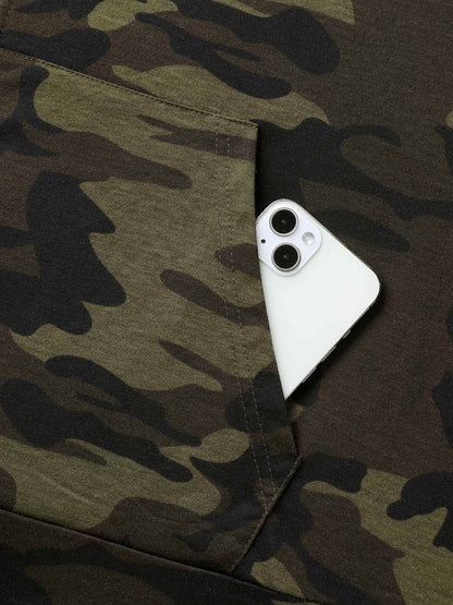 Camouflage Print Stretchy Zipper Hoodie