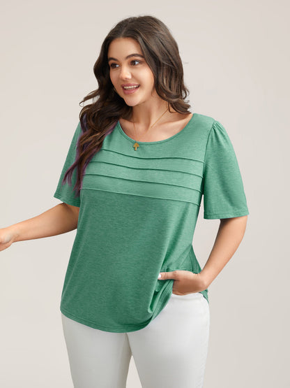 Seamed Round Neck Fitted T-Shirt