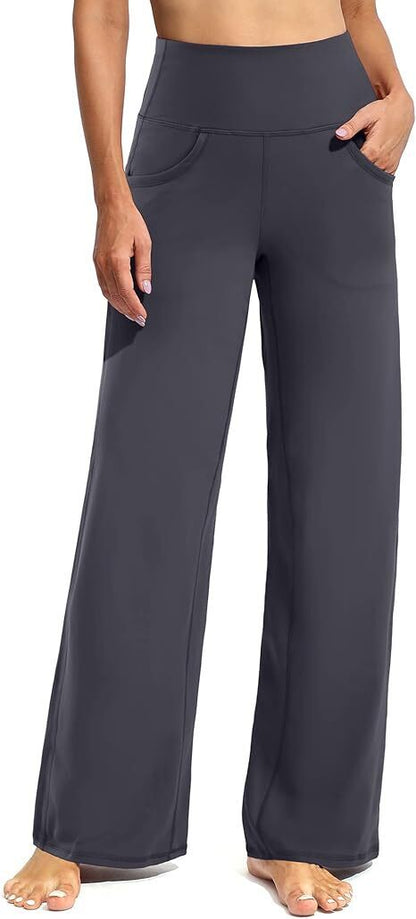 Women Wide Leg Pants with Pockets High Waist Stretch Dress Casual Swea
