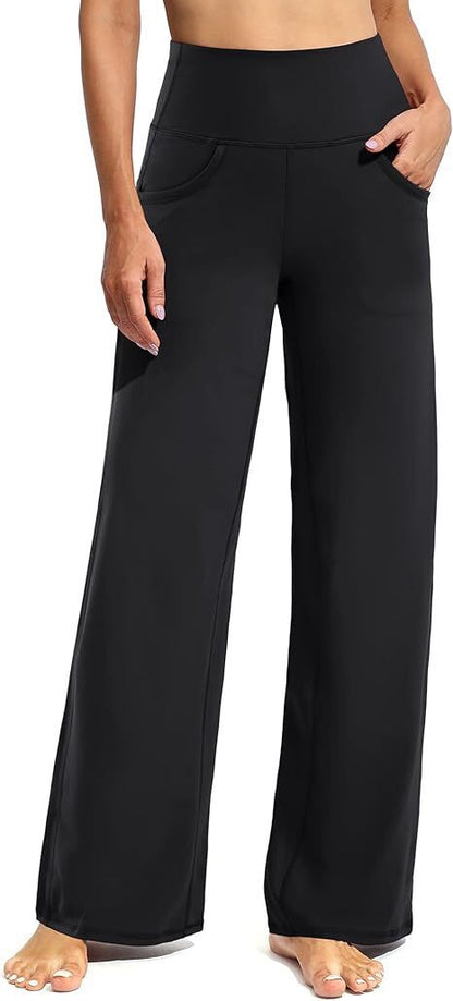 Women Wide Leg Pants with Pockets High Waist Stretch Dress Casual Swea