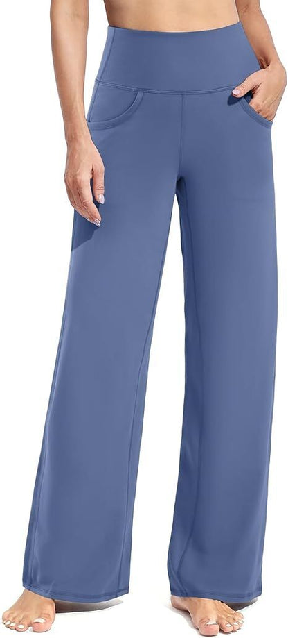 Women Wide Leg Pants with Pockets High Waist Stretch Dress Casual Swea