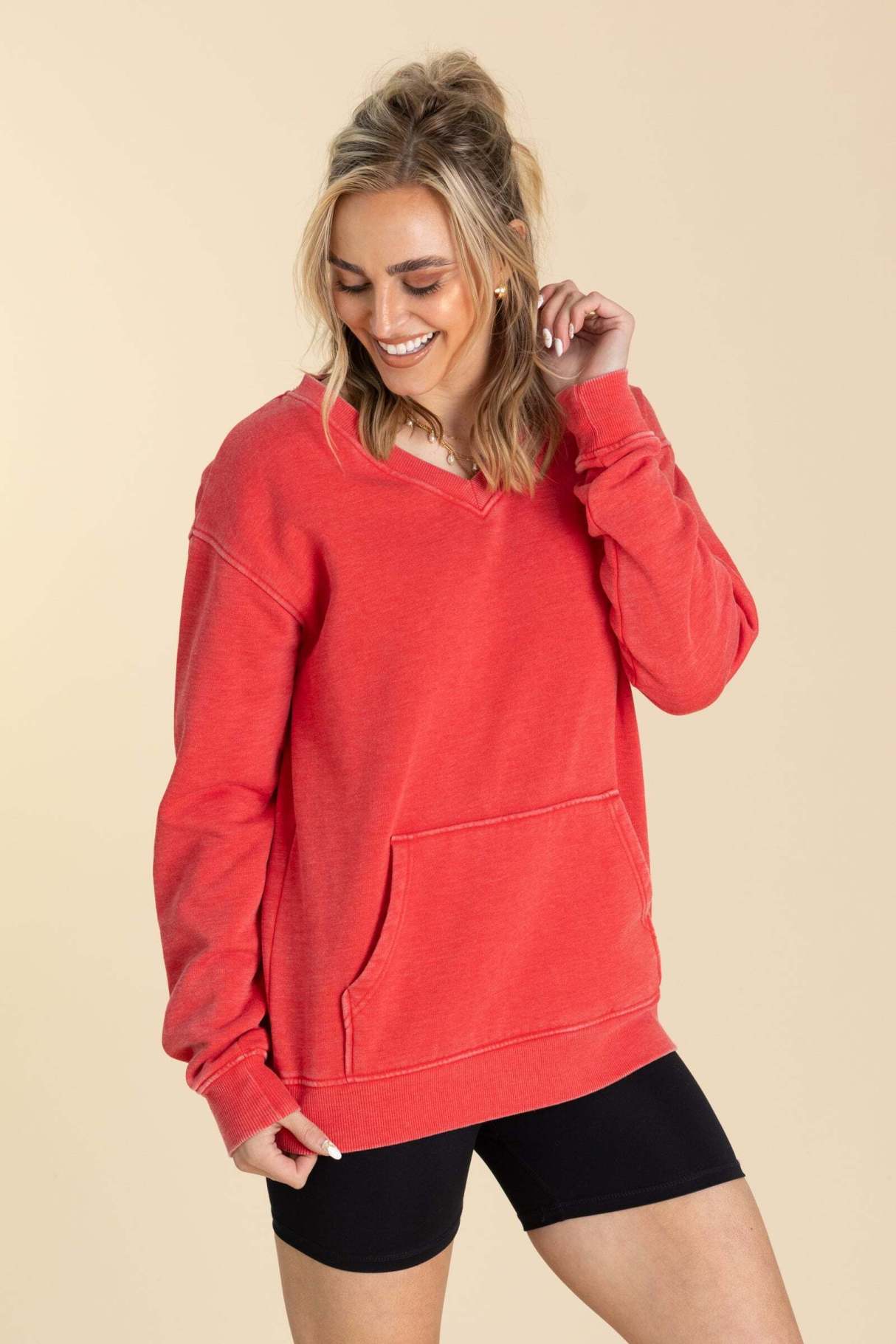 🔥 Your Favorite Is Back!Pigment Dyed Cozy Campfire V-Neck Sweatshir