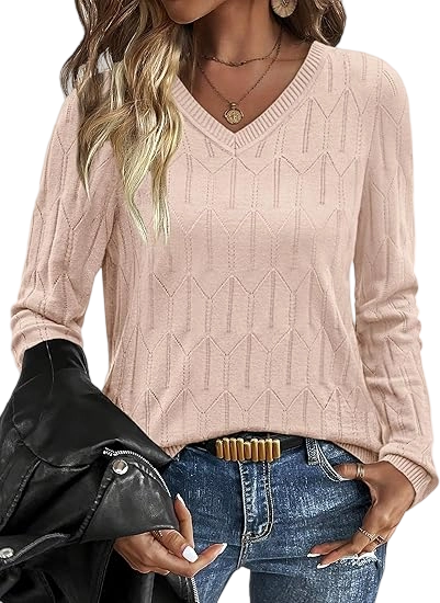 🔥🔥🔥Womens Sweaters Long Sleeve Shirts Fall Outfits 2025 V Neck