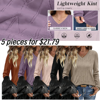 🔥🔥🔥Womens Sweaters Long Sleeve Shirts Fall Outfits 2025 V Neck