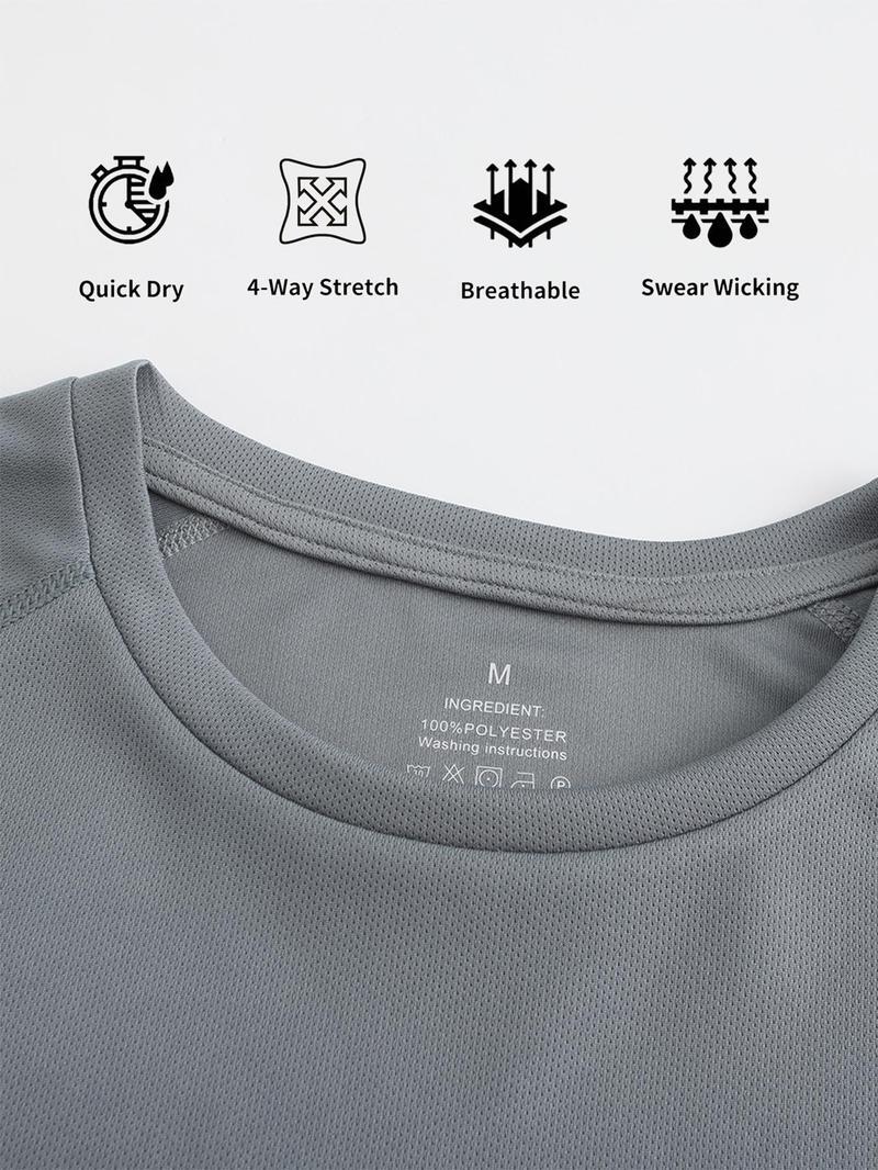 Men's solid color round neck sports breathable quick-drying T-shirt, Clearance Items 2024