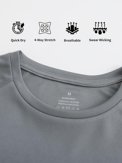 Men's solid color round neck sports breathable quick-drying T-shirt, Clearance Items 2024